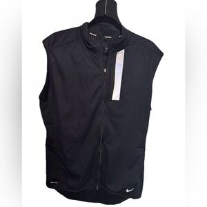 Nike Dri-FIT Running Vest Mens XL Black Full Zip Sleeveless Reflective Athletic